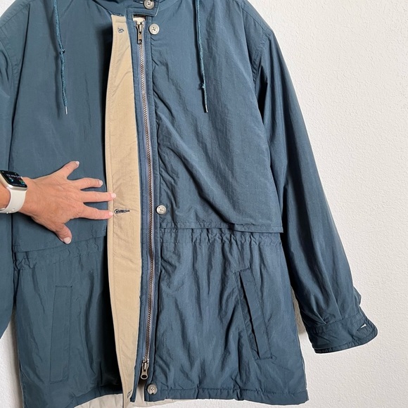 L.L. Bean Blue & Tan Gore Tex Hooded Insulated Winter Storm Coat Large - Picture 8 of 16